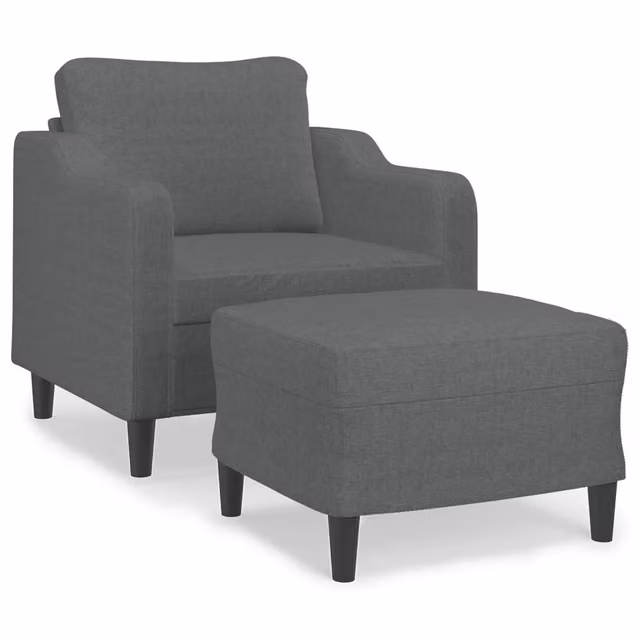 Poltrona | Sedia Relax con Poggiapiedi Grigio Scuro 60 cm in Tessuto