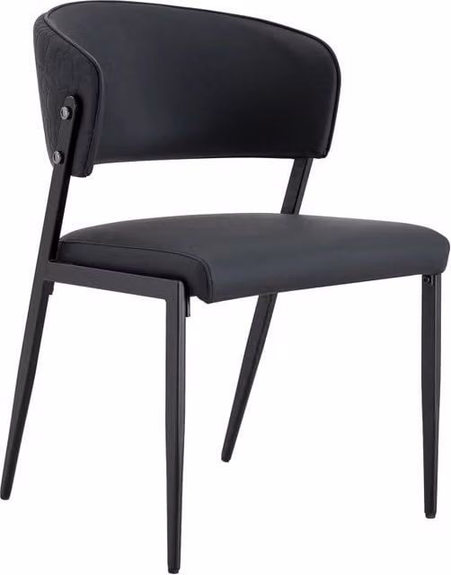 Set di 2 sedie da sala da pranzo 78 x 47 x 51 cm nere in PU e metallo, schienale ergonomico