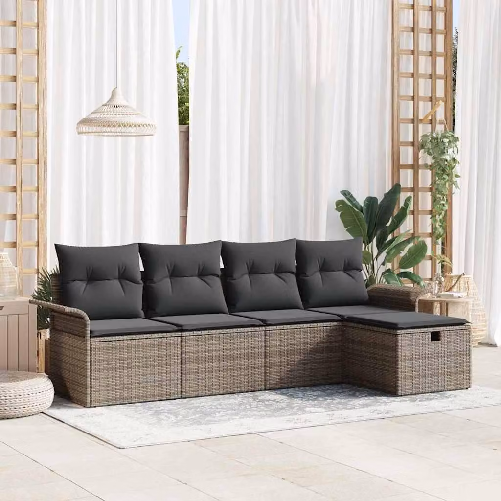 Maison Exclusive - Set da giardino composto da 5 pezzi, divano in rattan sintetico
