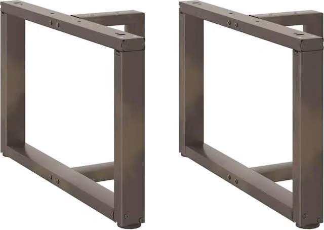 Set di 2 gambe robuste a T per tavolino da caffè 60 x 25 x 42 cm con pratici piedini livellanti design moderno acciaio nero 02_0057304