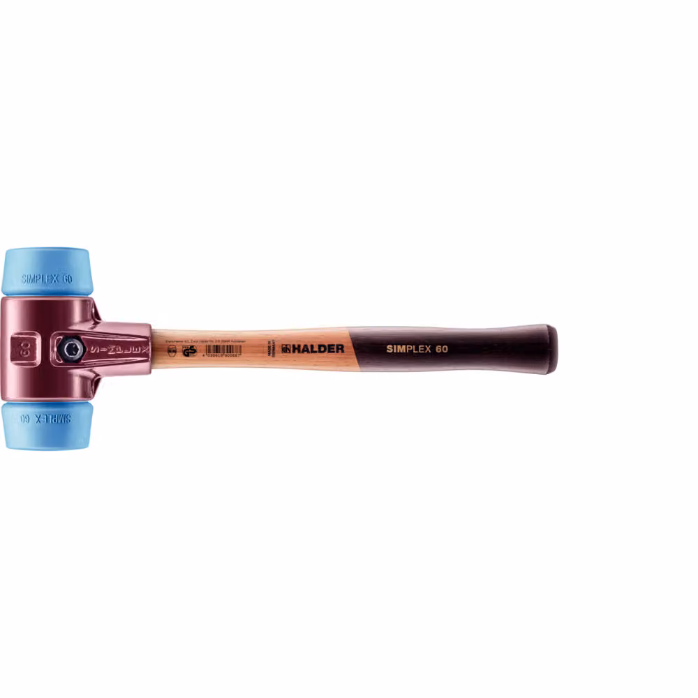 Mazza SIMPLEX soft-face con alloggiamento TE e manico in legno, Ø 60, TPE-soft
