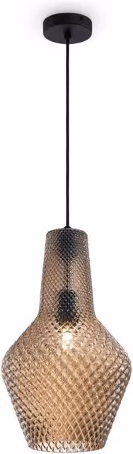 Lampada a sospensione Tommy Giordanoshop in metallo e vetro nero e marrone con diffusore trasparente, altezza regolabile