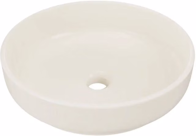 Lavabo da appoggio rotondo 40 cm in ceramica avorio opaco