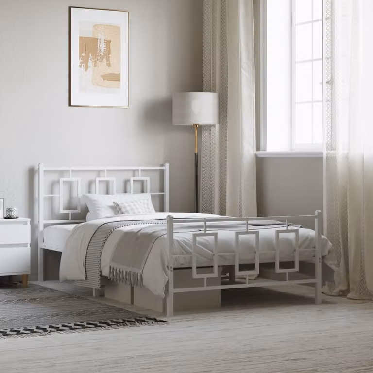 vidaXL Giroletto in metallo bianco con testiera e pediera L: 107 cm, P: 203 cm, H: 91 cm