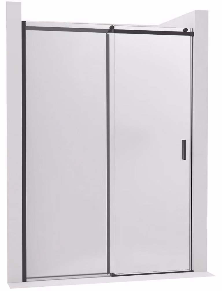 Porta scorrevole per box doccia Santoro - lato sinistro - 6 mm - nera opaca, vetro satinato - 120x195 cm