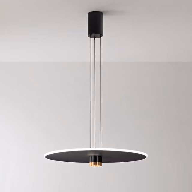 Sospensione Minimal Stream Metallo Nero E Oro Acrilico Led 50W 3000K