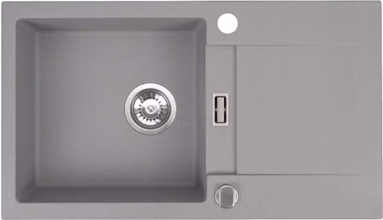 Lavello QLS 76x44 cm con sgocciolatoio Siphon reversibile - Runner Grey 11198