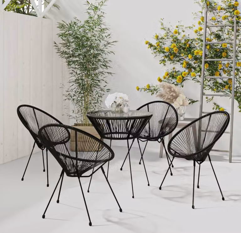 Maison Exclusive - Set da pranzo da giardino 5 pezzi in rattan PVC nero