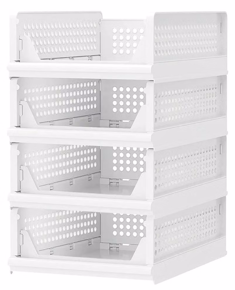 Contenitore di stoccaggio, design pieghevole, materiale ecologico, colore bianco