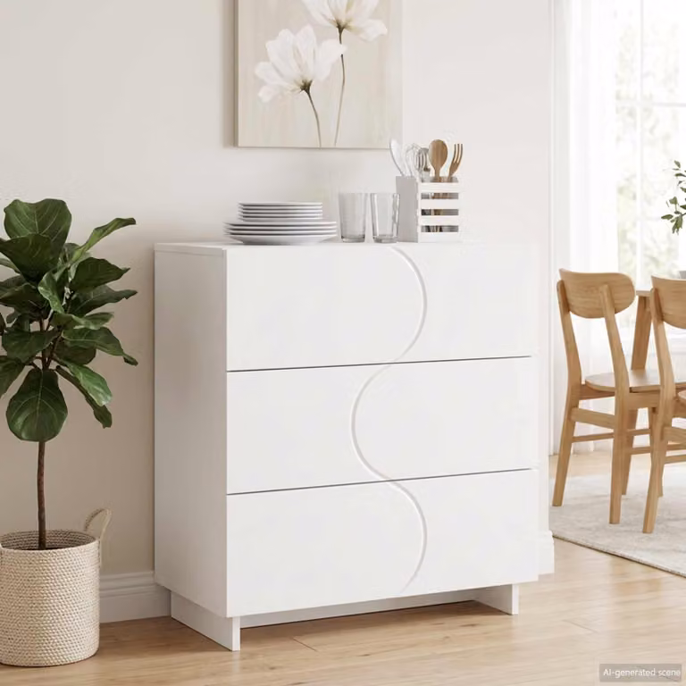 Credenza moderna vidaXL in legno ingegnerizzato bianco L: 70 cm, P: 38 cm, H: 75 cm
