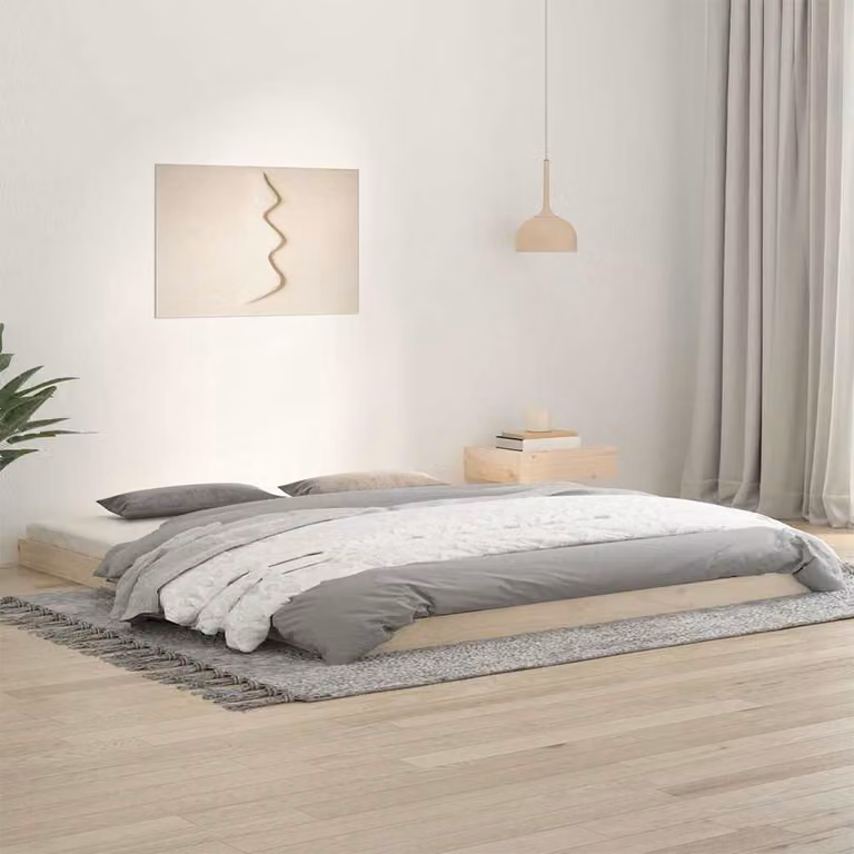 vidaXL Giroletto in legno massello di pino con doghe fisse, L/P: 180 x 200 cm, colore marrone