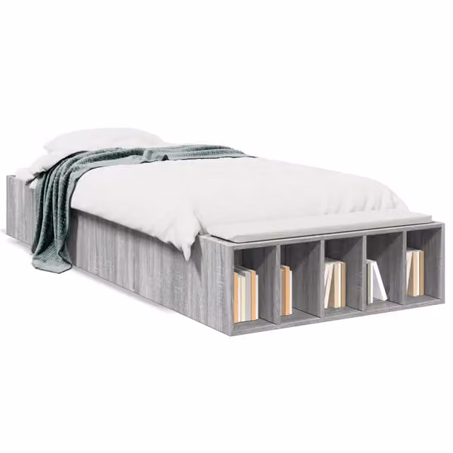 Letto singolo moderno DESIGN IN in legno color rovere con vani laterali, L/P/H: 90 x 190 x 30 cm – 1
