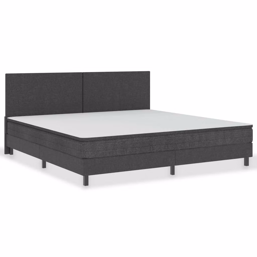 Letto a Molle Grigio Scuro in Tessuto 200x200 cm