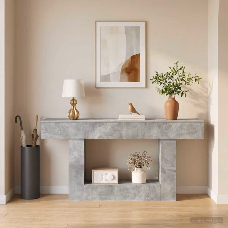 Mobile moderno vidaXL in grigio cemento L: 160 cm, P: 30 cm, H: 74 cm