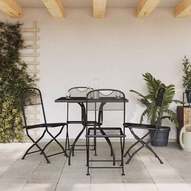 Set da pranzo da giardino vidaXL in metallo antracite con tavolo quadrato e 5 sedie