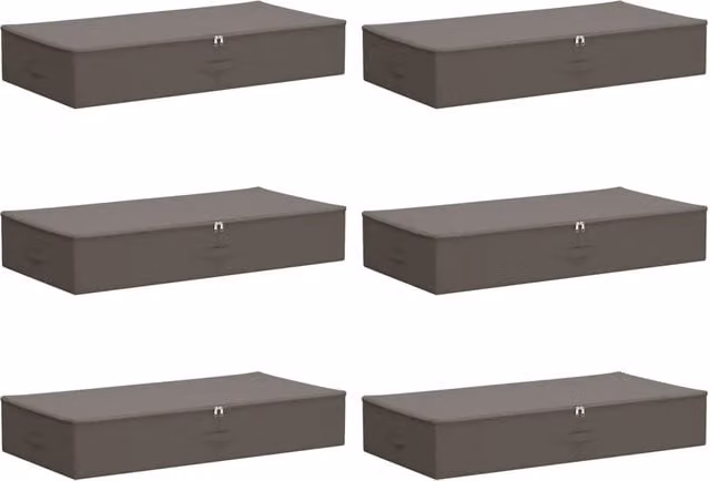Set di 6 scatole di stoccaggio pieghevoli in tessuto grigio con maniglie per sotto il letto, L: 100 cm, P: 50 cm, H: 18 cm – 1