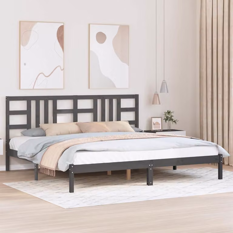 vidaXL Giroletto in Legno Massello di Pino Grigio 200x200 cm