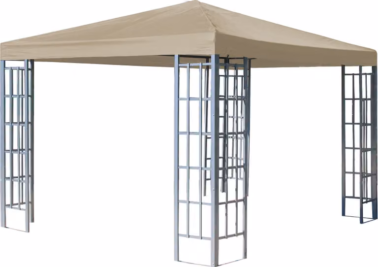 Gazebo Rank 3x3 m beige Gazebo in metallo rivestito in poliestere PVC