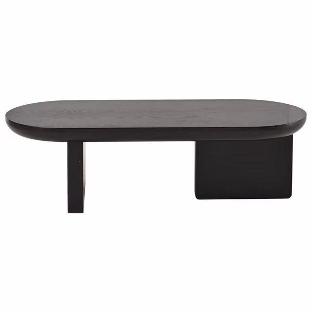 Tavolino da salotto moderno e minimalista Aosom con piano ovale nero e finitura opaca