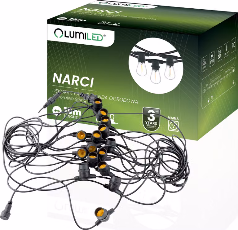 LUMILED luci fiabesche da esterno 15 metri con 15 lampadine E27 presa 230V per giardino birra festa matrimonio decorazione terrazza estensibile con alimentazione