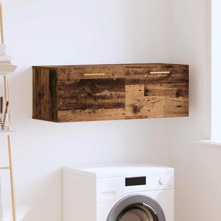 Armadietto a muro vidaXL in legno MDF stile rustico marrone con ante a battente e ripiani interni L 100 x P 36.5 x H 35 cm