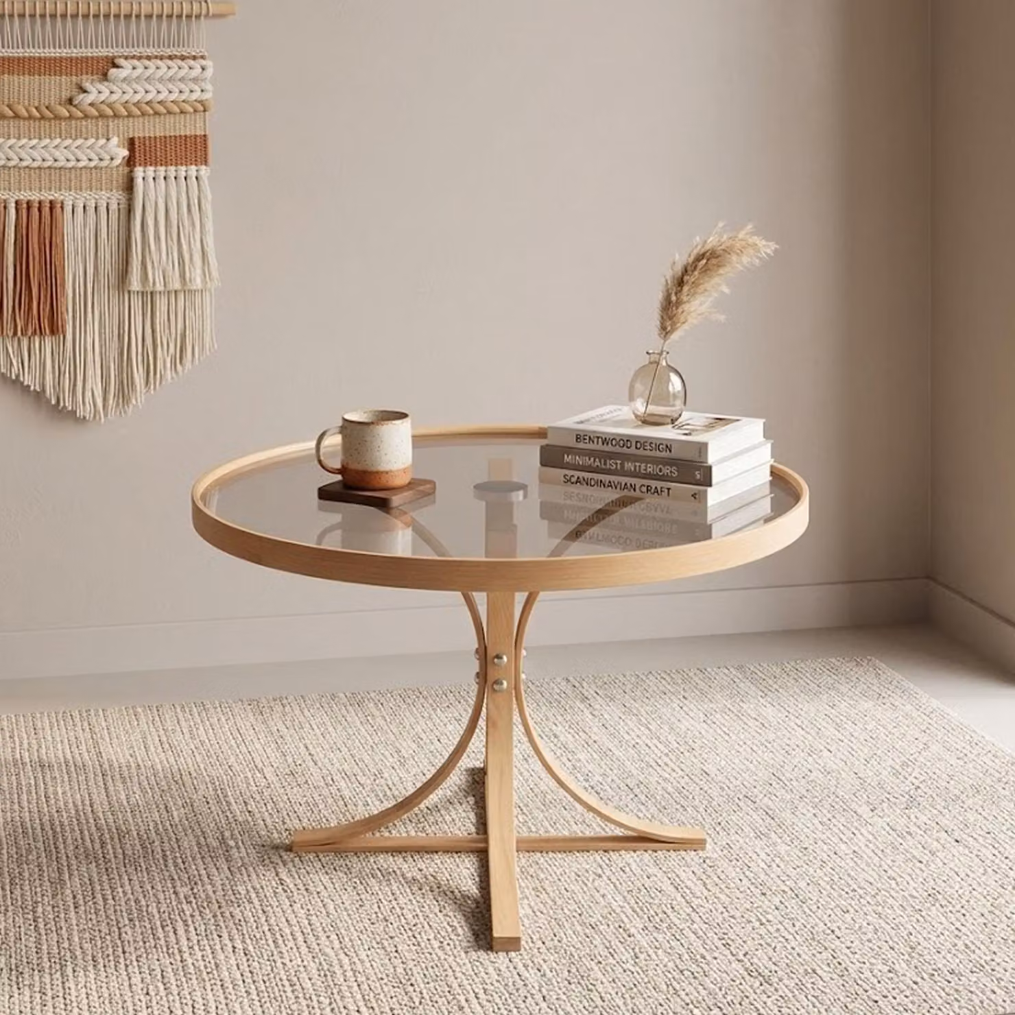 Santhia - Tavolino da Salotto, 80x80x47h cm Marrone Rovere, Forma Rotondo