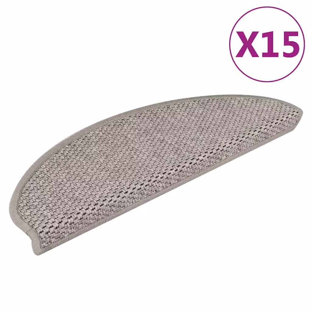 vidaXL Tappeti Autoadesivi Scale Aspetto Sisal 15 pz 65x21x4cm Argento
