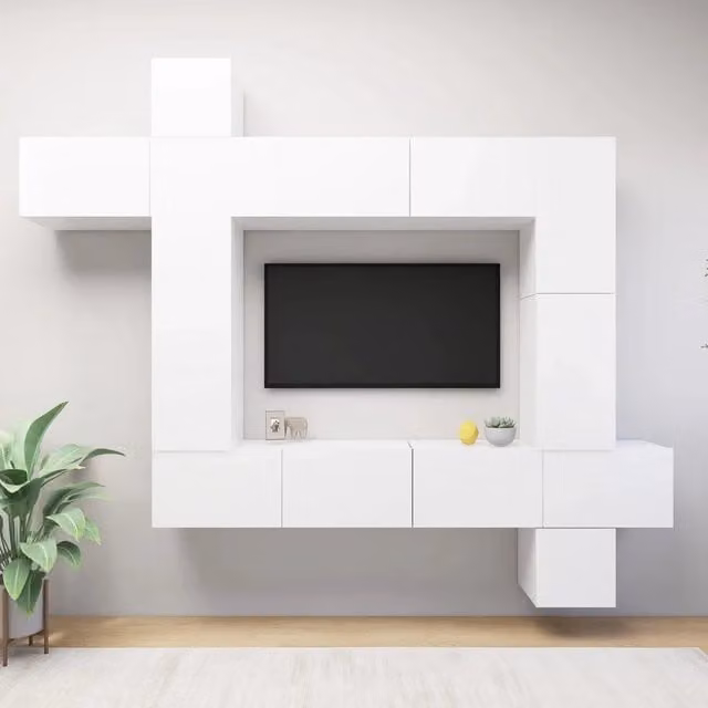 Set di mobili porta TV moderno vidaXL in legno multistrato bianco per il tuo soggiorno