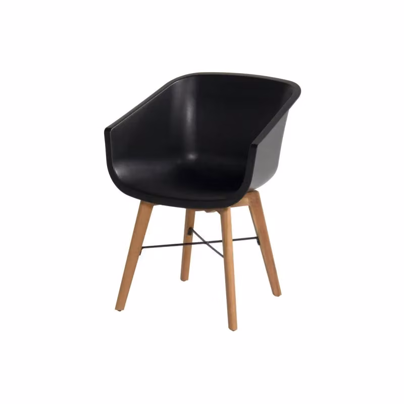 Set di 2 sedie AMALIA Eucalyptus HARTMAN in legno e plastica, stile scandinavo, colore nero opaco, per giardino e terrazza – 2