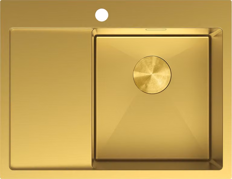 Mexen Exar lavello in acciaio inox a 1 vasca con sgocciolatoio, destro 620 x 480 mm, oro - 6432621005P-55