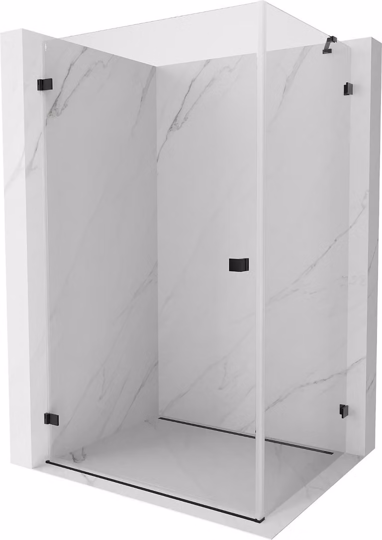 Mexen Lunar-B cabina doccia a battente sinistra 85 x 80 cm, trasparente, nera - 832-085-080-70-00-L