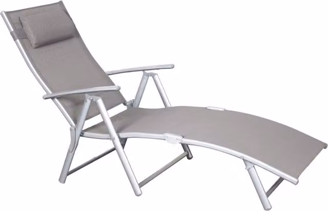 Lettino prendisole Charme Salone Srl con schienale regolabile in alluminio verniciato e tessuto textilene grigio