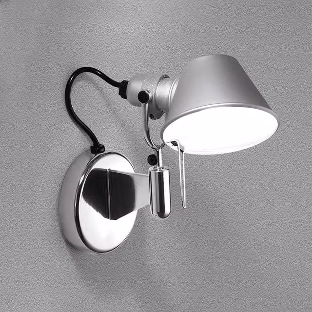 Artemide Tolomeo Micro Faretto da parete orientabile in alluminio argento con LED dimmabile