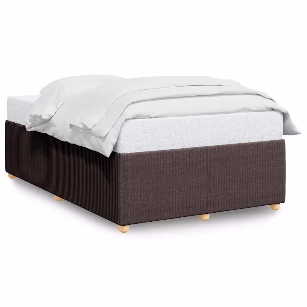 vidaXL Giroletto senza Materasso Marrone Scuro in Tessuto e Legno di Pino L/P/H: 120 x 200 cm – 2