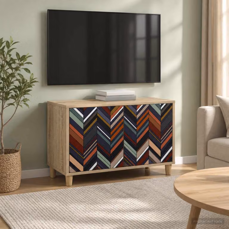 Mobile TV vidaXL OMMEN in legno ingegnerizzato color beige e marrone L: 69 cm, P: 33 cm, H: 50 cm