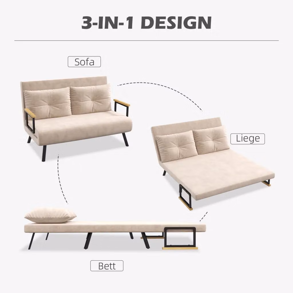 Poltrona letto pieghevole REDOM beige con struttura in metallo L 102 x P 73 x H 81 cm – 2
