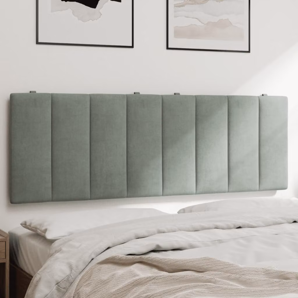Cuscino Testiera Hanko vidaXL in Velluto Grigio Chiaro L: 120 cm