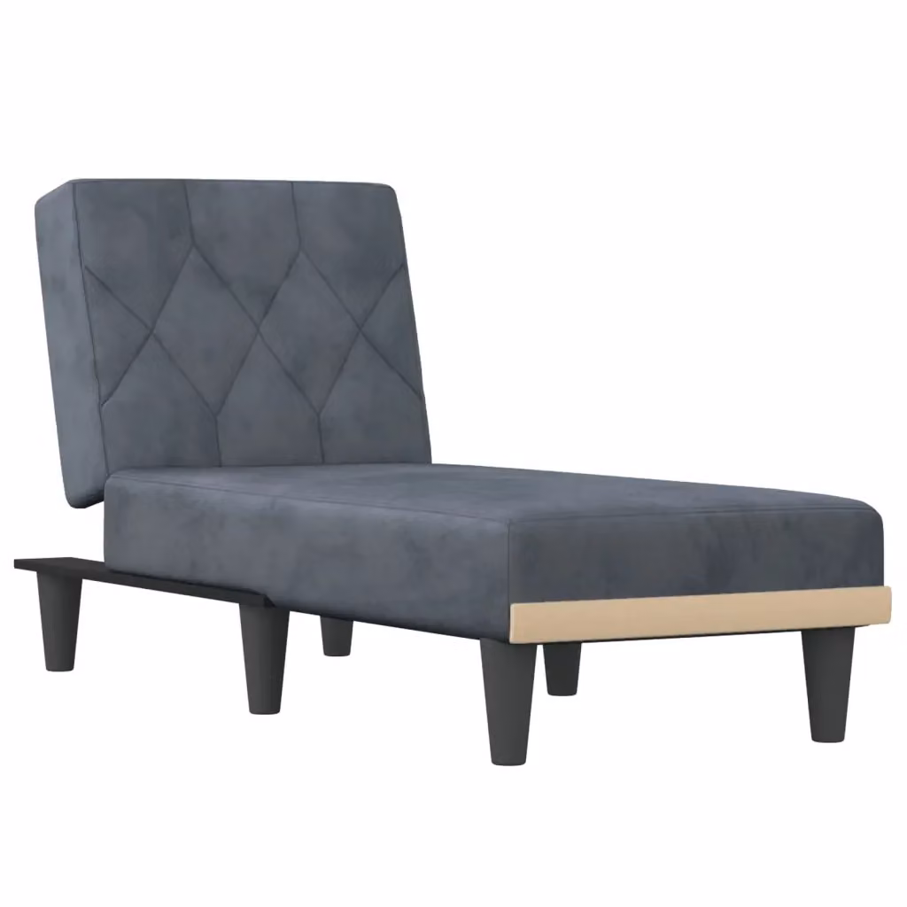 Chaise Longue Moderna vidaXL in Velluto Grigio con Funzione Letto L/P/H: 140 x 200 cm – 2