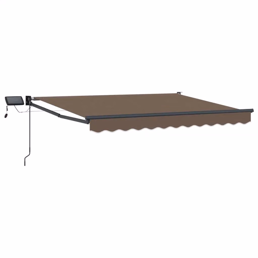 Tenda retrattile manuale con LED vidaXL in poliestere e acciaio, colori beige o antracite, montaggio a parete – 2