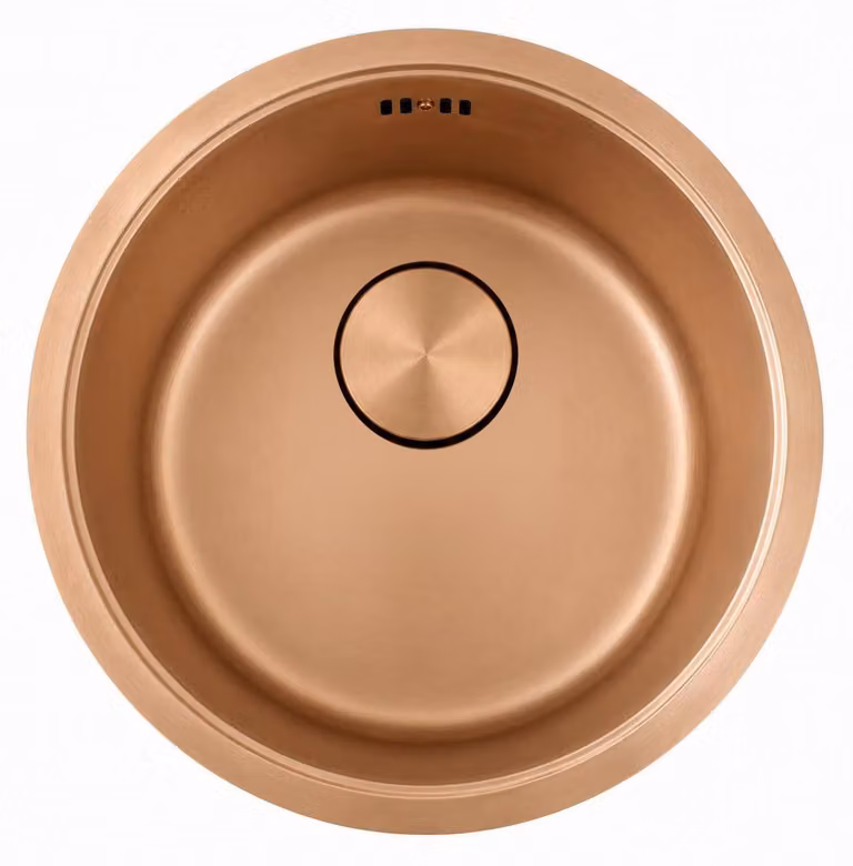 Lavello da cucina da 37 cm, in rame, da incasso, con design minimalista e finitura Pure.Sink