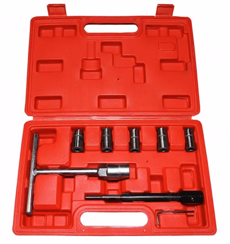 Set-kit professionale per sedi di iniettori diesel, strumento per la rimozione del carbonio, frese per la pulizia interna 7 pezzi