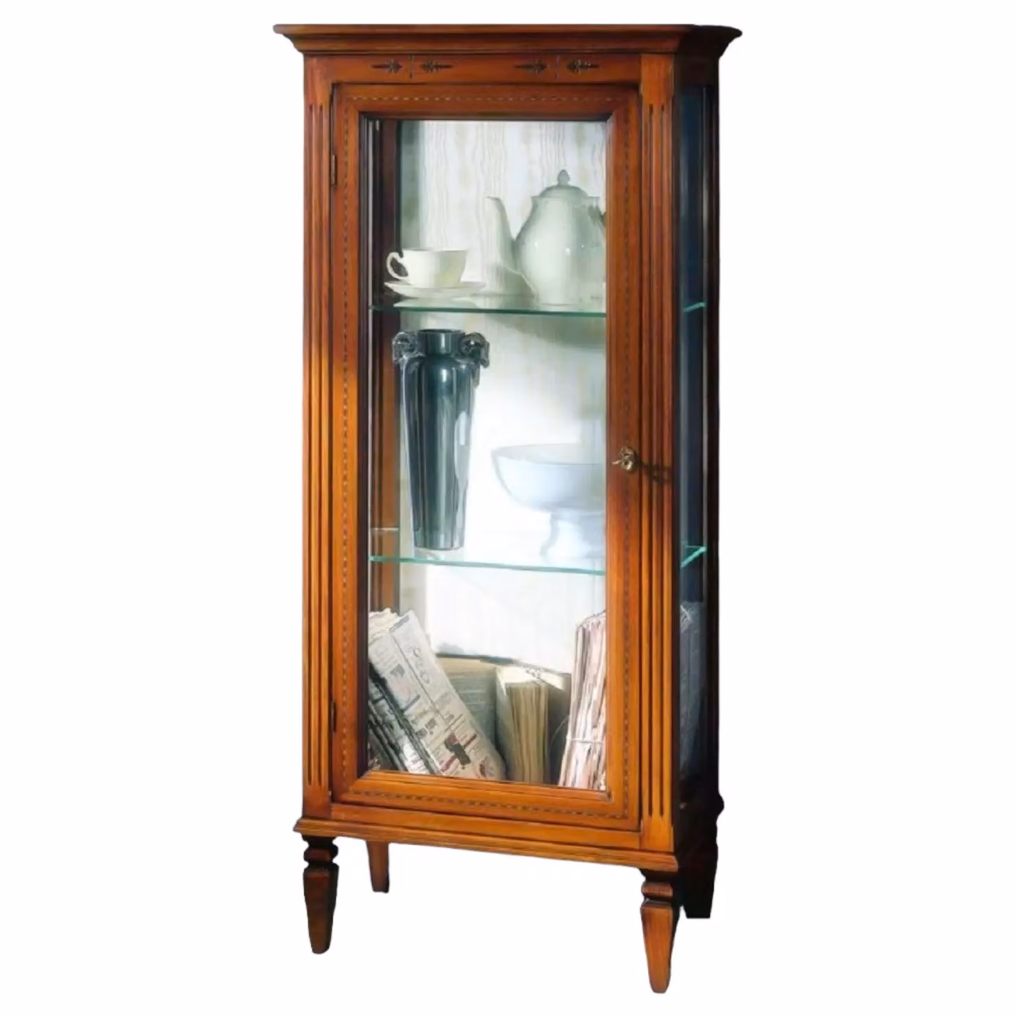 Vetrina classica in legno con ante in vetro Mobili 2G finitura Bassano L: 60 cm, P: 37 cm, H: 132 cm – 1