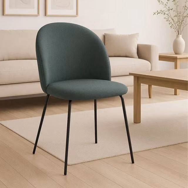 SET 4 SEDIA MARZIA TESSUTO VERDE OLIVA GAMBE NERE