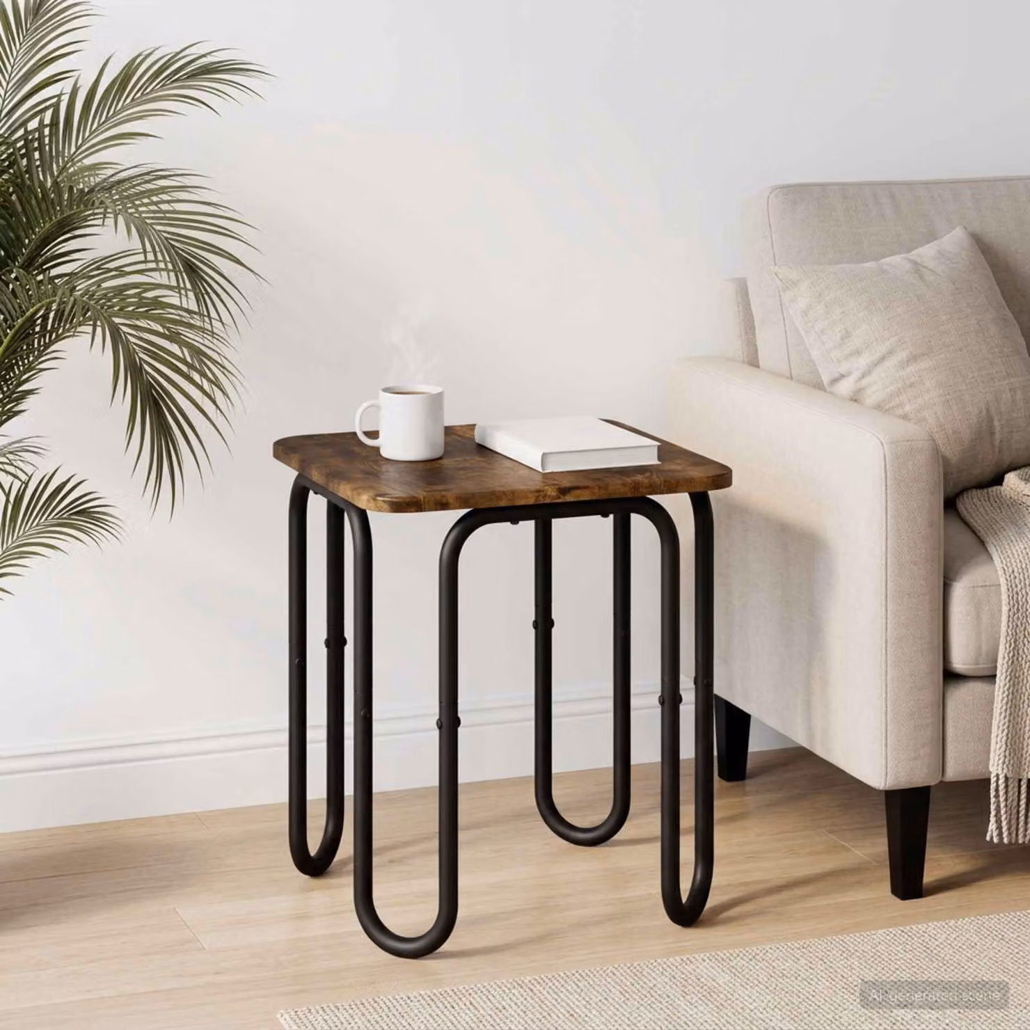 vidaXL Tavolino da salotto moderno in legno e metallo marrone, L/P/H: 40 x 40 x 45 cm