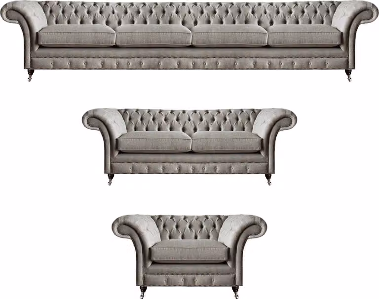 Sitzmöbel Komplett Set 3tlg Wohnzimmer Sofagarnitur Polstersofas Chesterfield