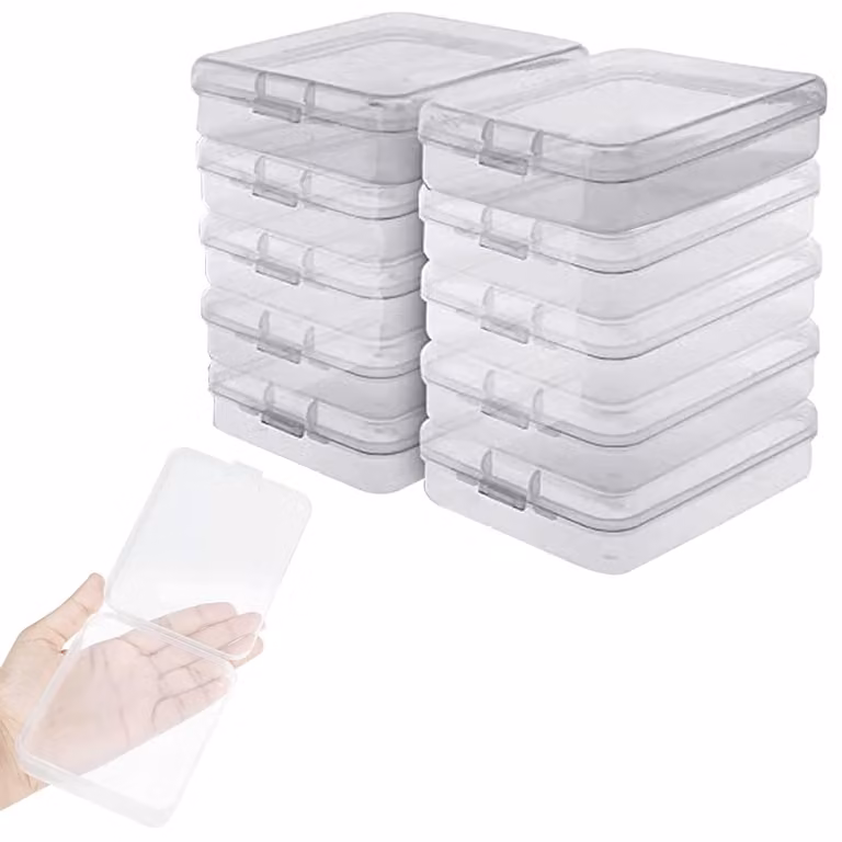 Contenitori in plastica con coperchio trasparente, 10 pezzi, impilabili, per piccoli oggetti