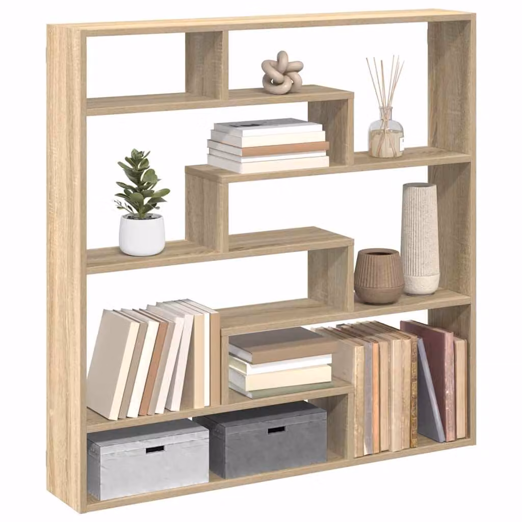 vidaXL Mensola a Cubo da Parete con 7 Scomparti in MDF, Colore Marrone, Stile Moderno