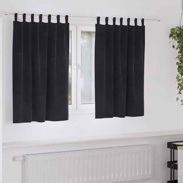 Set di 2 tende oscuranti vidaXL in velluto nero, L 140 cm x H 140 cm