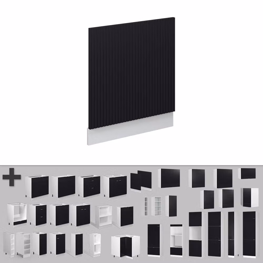 Pannello frontale Fame-Line Vicco Nero rigato e Bianco, Larghezza: 60 cm – 2