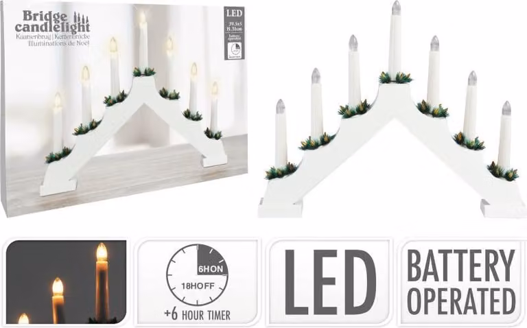 Decorazione natalizia Portacandele LED 7 candele bianco